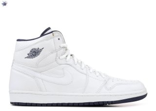 Meilleures Air Jordan 1 (2001 Addition) Blanc Marine (136060-111)