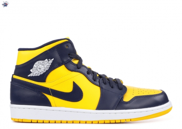 Meilleures Air Jordan 1 Mid "Michigan" Marine Jaune (554724-707)