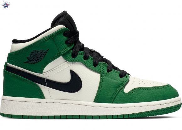 Meilleures Air Jordan 1 Mid Pine Green (Gs) Blanc Vert (bq6931-301)