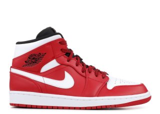 Meilleures Air Jordan 1 Mid Rouge Blanc Noir (554724-605)