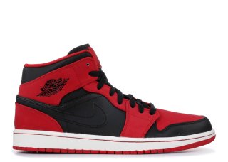 Meilleures Air Jordan 1 Mid Rouge Noir Rouge (554724-005)