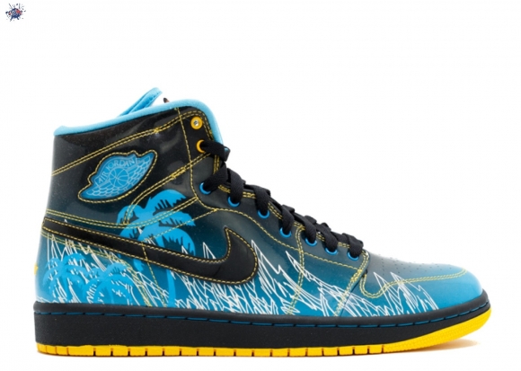 Meilleures Air Jordan 1 Retro High Db "Doernbecher" Noir Bleu Jaune (345204-041)