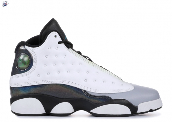 Meilleures Air Jordan 13 Retro Bg (Gs) "Barons" Blanc Gris Noir (414574-115)