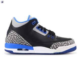 Meilleures Air Jordan 3 Retro Bg (Gs) "Sport Bleue" Noir Gris Bleu (398614-007)