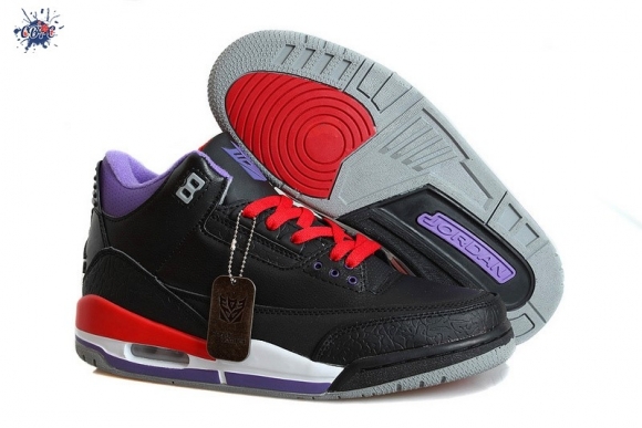 Meilleures Air Jordan 3 Retro "Transformers" Noir Rouge Pourpre