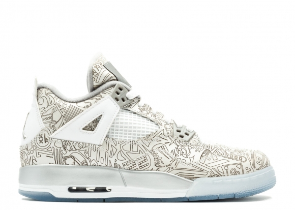 Meilleures Air Jordan 4 Retro Laser (Gs) "Laser" Blanc Métallique Argent (705334-105)