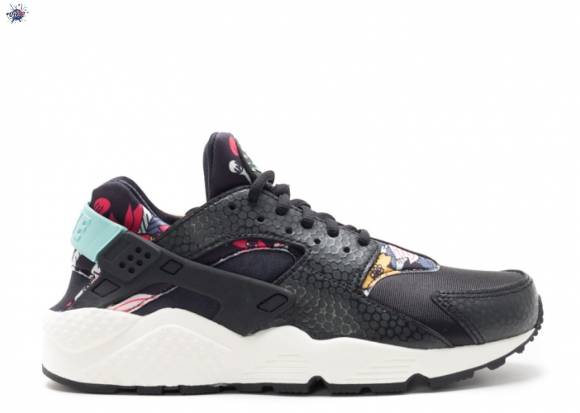 Meilleures Nike Air Huarache Run Print "Aloha Pack" Noir Sarcelle Blanc (725076-001)