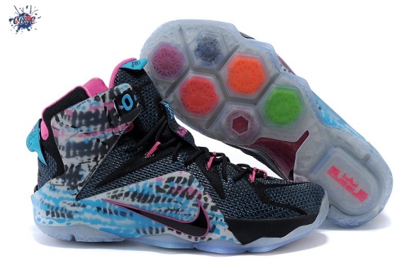 Meilleures Nike Lebron XII 12 "23 Chromosomes" Noir Rose Bleu