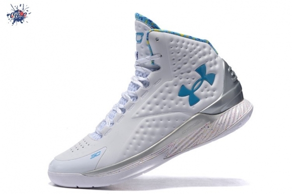 Meilleures Under Armour Curry 1 "Splash Party" Blanc Bleu Rose