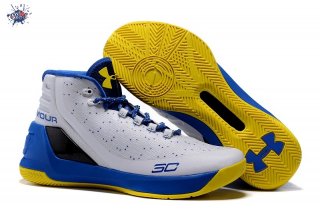 Meilleures Under Armour Curry 3 Blanc Jaune Bleu