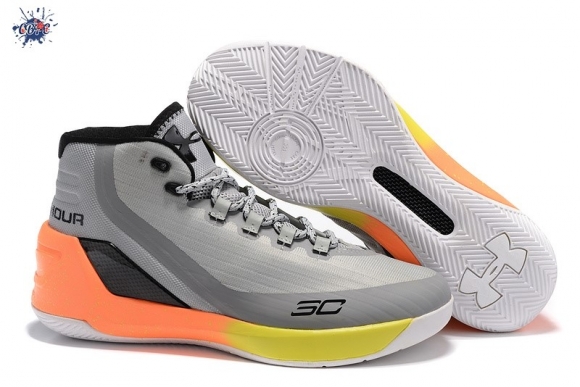 Meilleures Under Armour Curry 3 Gris Orange Jaune