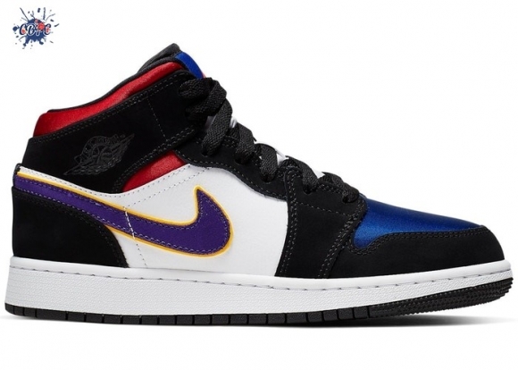 Meilleures Air Jordan 1 Mid (GS) "Lakers" Top 3 Noir Pourpre (BQ6931-005)