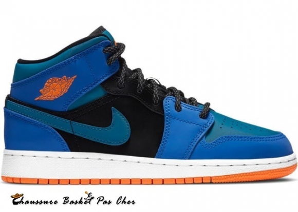 Air Jordan 1 Mid Coureur Bleu (Gs) Vert Abîme (554725-440)