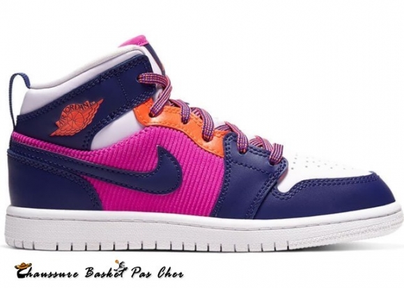 Air Jordan 1 Mid Fire Rose (Ps) À Peine Raisin (640737-602)