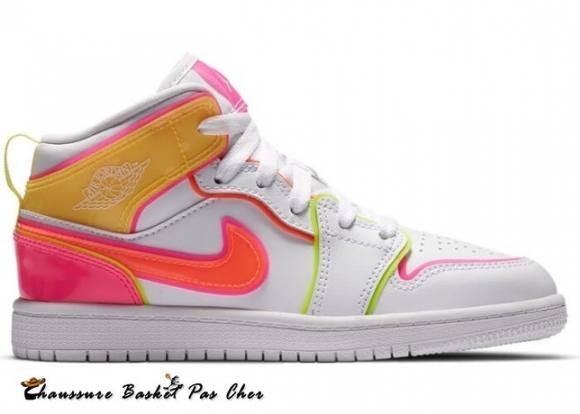 Air Jordan 1 Mid Se "Edge Glow" (Ps) Rose Blanc (CV4612-100)