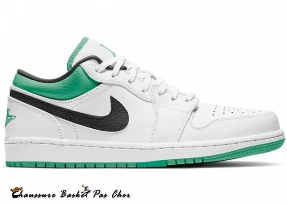 Jordan 1 Low Blanc Chanceux Vert Noir (553558-129)