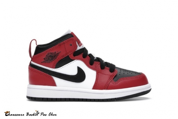 Jordan 1 Mid "Chicago Toe" (Ps) Noir Rouge (640734-069)