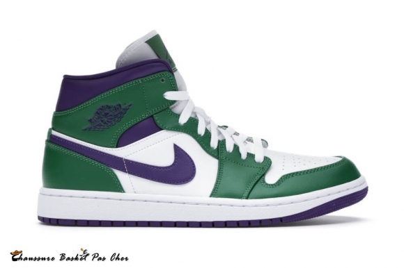 Jordan 1 Mid IncRougeible "Hulk" Pourpre Blanc (554724-300)