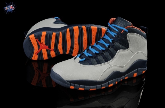 Meilleures Air Jordan 10 Blanc Bleu Orange