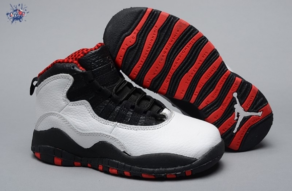 Meilleures Air Jordan 10 Blanc Noir Rouge Enfant