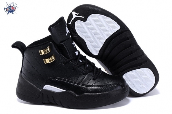 Meilleures Air Jordan 12 Noir Or Enfant