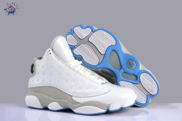 Meilleures Air Jordan 13 Blanc Bleu Gris Vert