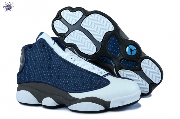 Meilleures Air Jordan 13 Blanc Bleu Gris