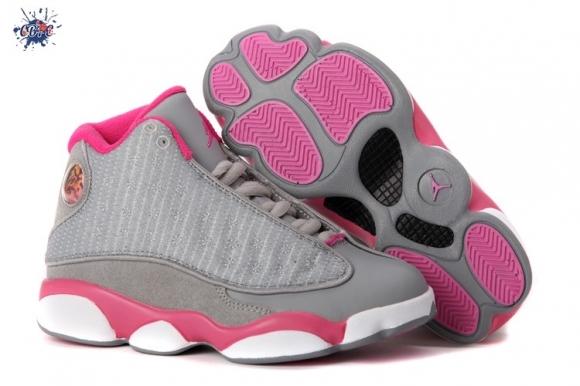 Meilleures Air Jordan 13 Gris Rose Enfant