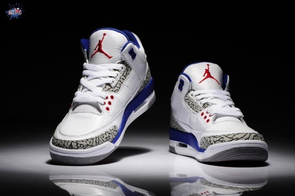 Meilleures Air Jordan 3 Blanc Bleu Rouge