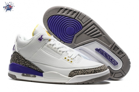 Meilleures Air Jordan 3 Blanc Gris Pourpre Jaune