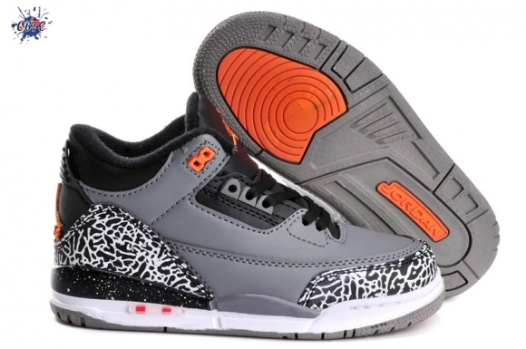 Meilleures Air Jordan 3 Gris Noir Enfant