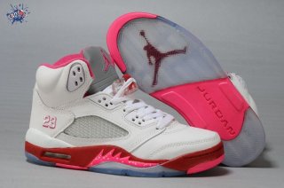 Meilleures Air Jordan 5 Blanc Rouge Gris