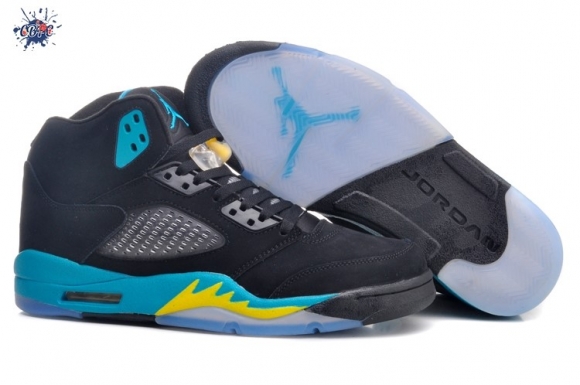 Meilleures Air Jordan 5 Noir Bleu Jaune