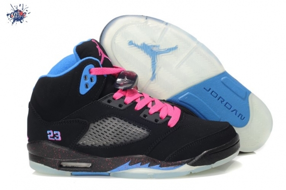 Meilleures Air Jordan 5 Noir Rose Bleu