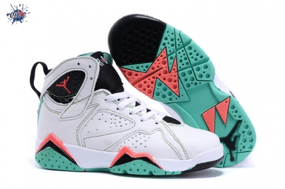 Meilleures Air Jordan 7 Blanc Noir Rose Vert Enfant