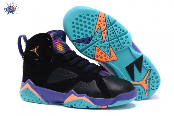 Meilleures Air Jordan 7 Noir Pourpre Orange Bleu Enfant