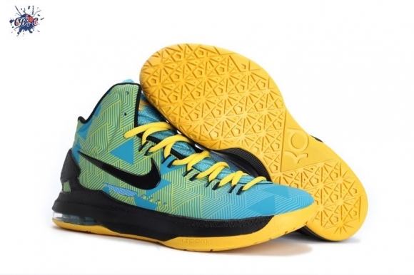 Meilleures Nike KD 5 Bleu Noir Jaune