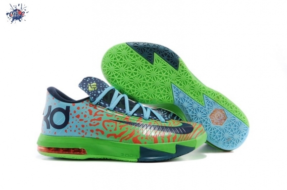 Meilleures Nike KD 6 Bleu Vert Orange Noir