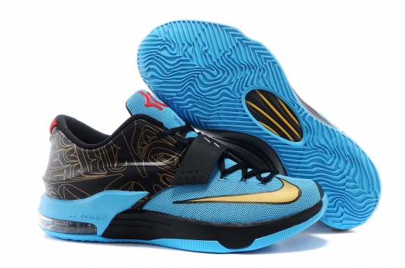 Meilleures Nike KD 7 Bleu Noir Or