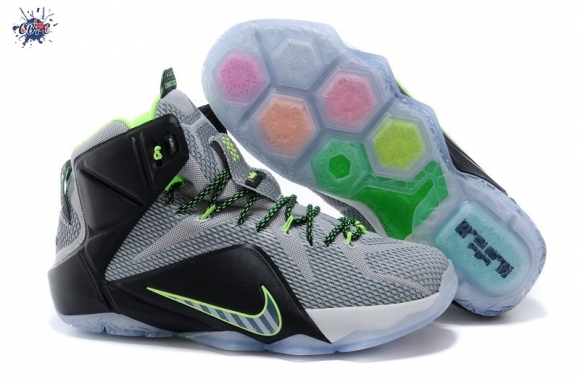 Meilleures Nike Lebron 12 Noir Gris