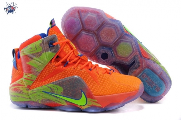 Meilleures Nike Lebron 12 Orange Fluorescent Vert