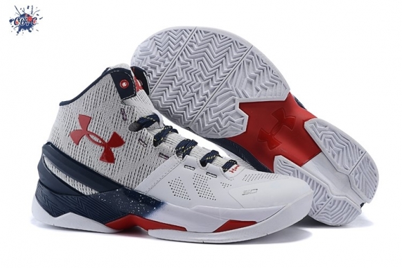 Meilleures Under Armour Curry 2 Blanc Bleu Rouge